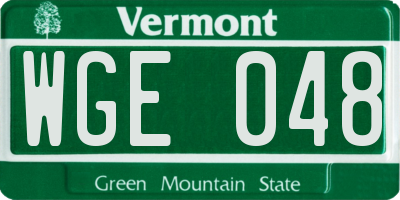 VT license plate WGE048