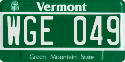 VT license plate WGE049