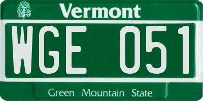 VT license plate WGE051
