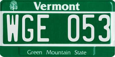 VT license plate WGE053