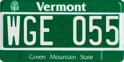 VT license plate WGE055