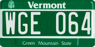 VT license plate WGE064