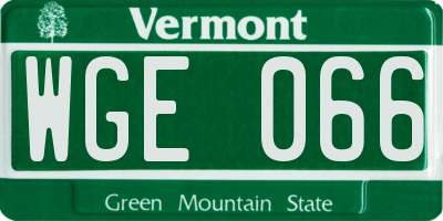VT license plate WGE066