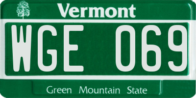 VT license plate WGE069