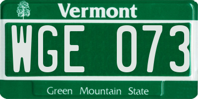 VT license plate WGE073