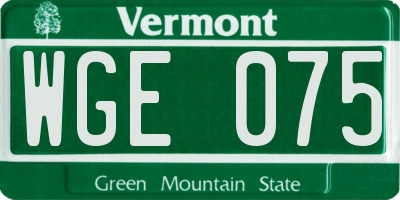 VT license plate WGE075