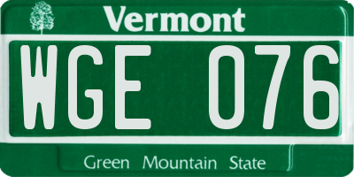 VT license plate WGE076