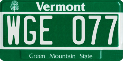 VT license plate WGE077