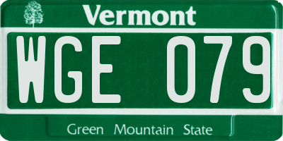 VT license plate WGE079