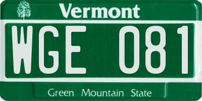VT license plate WGE081