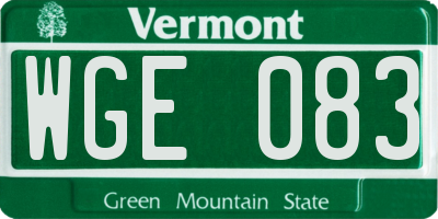 VT license plate WGE083