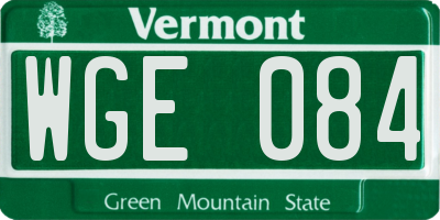 VT license plate WGE084