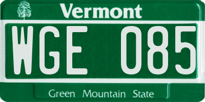 VT license plate WGE085