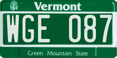 VT license plate WGE087