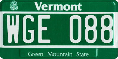 VT license plate WGE088