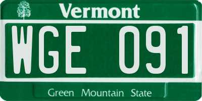 VT license plate WGE091