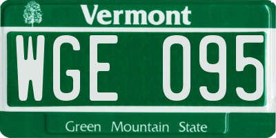 VT license plate WGE095