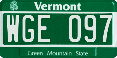 VT license plate WGE097