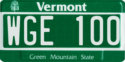 VT license plate WGE100