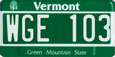 VT license plate WGE103