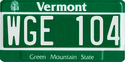 VT license plate WGE104