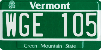 VT license plate WGE105