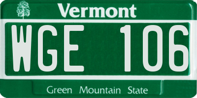 VT license plate WGE106