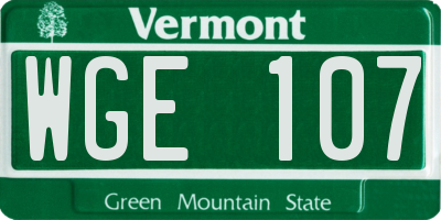 VT license plate WGE107