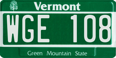 VT license plate WGE108
