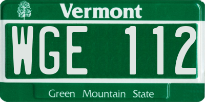 VT license plate WGE112