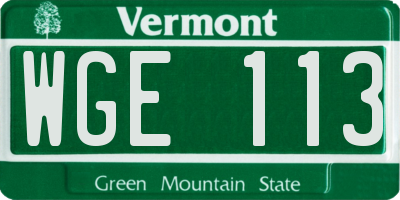VT license plate WGE113