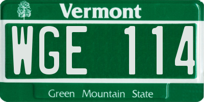 VT license plate WGE114