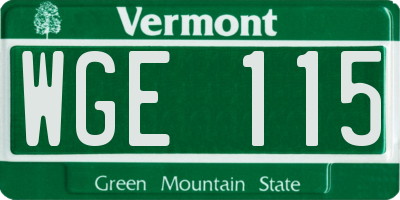 VT license plate WGE115