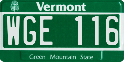 VT license plate WGE116