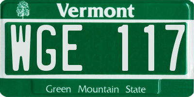 VT license plate WGE117