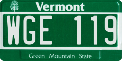 VT license plate WGE119