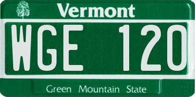 VT license plate WGE120