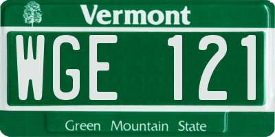 VT license plate WGE121