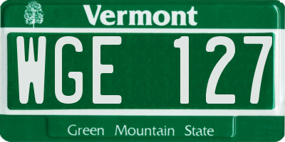 VT license plate WGE127