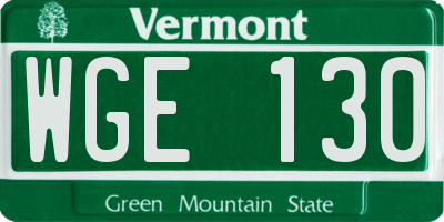 VT license plate WGE130