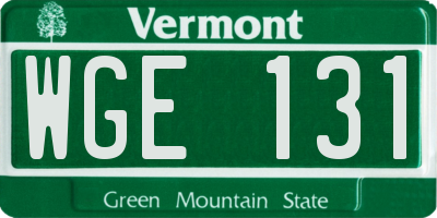 VT license plate WGE131