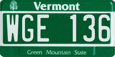 VT license plate WGE136