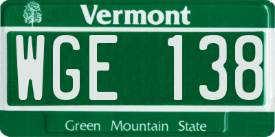 VT license plate WGE138