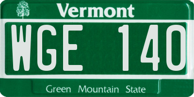 VT license plate WGE140