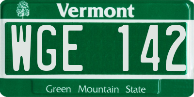 VT license plate WGE142