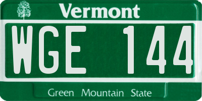 VT license plate WGE144