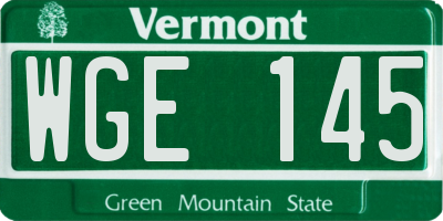 VT license plate WGE145