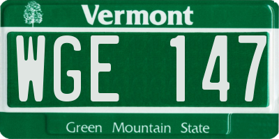 VT license plate WGE147