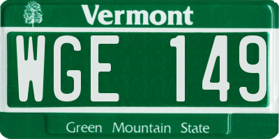 VT license plate WGE149