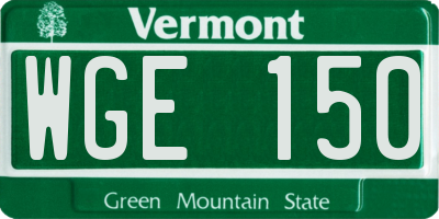 VT license plate WGE150
